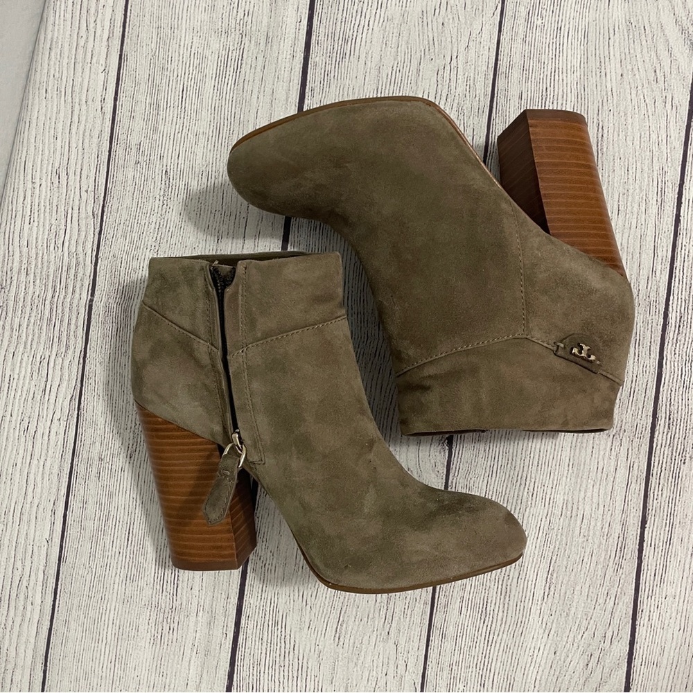 Tory Burch Fulton Booties Boot Ankle Suede Leather Stacked Block Heel Womens 6.5 - Picture 6 of 14
